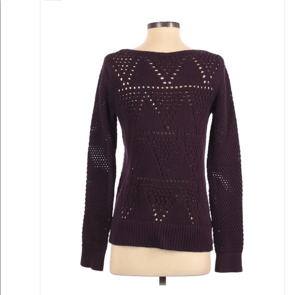 ✅ Ann Taylor LOFT Purple Open Knit Sweater Small - Picture 2 of 6